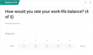One question from our survey, about work/life balance.